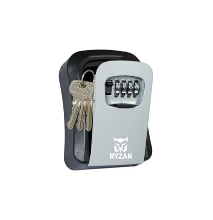 RYZAN Key Safe Box 4 Digit Combination Code Wall-Mounted Heavy Duty High Security Lock Indoor Outdoor Secret Safety Storage Case Hidden Compartment Weatherproof, Silver