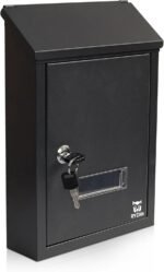 Tall black parcel delivery box with front access door